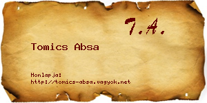 Tomics Absa névjegykártya